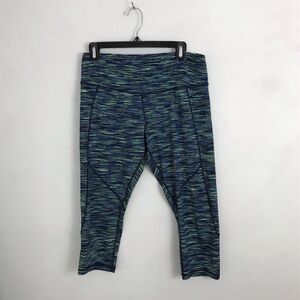 Tek Gear Dry Tek Womens Sz Large Blue/Green Cropped Capri Stretch Leggings Yoga